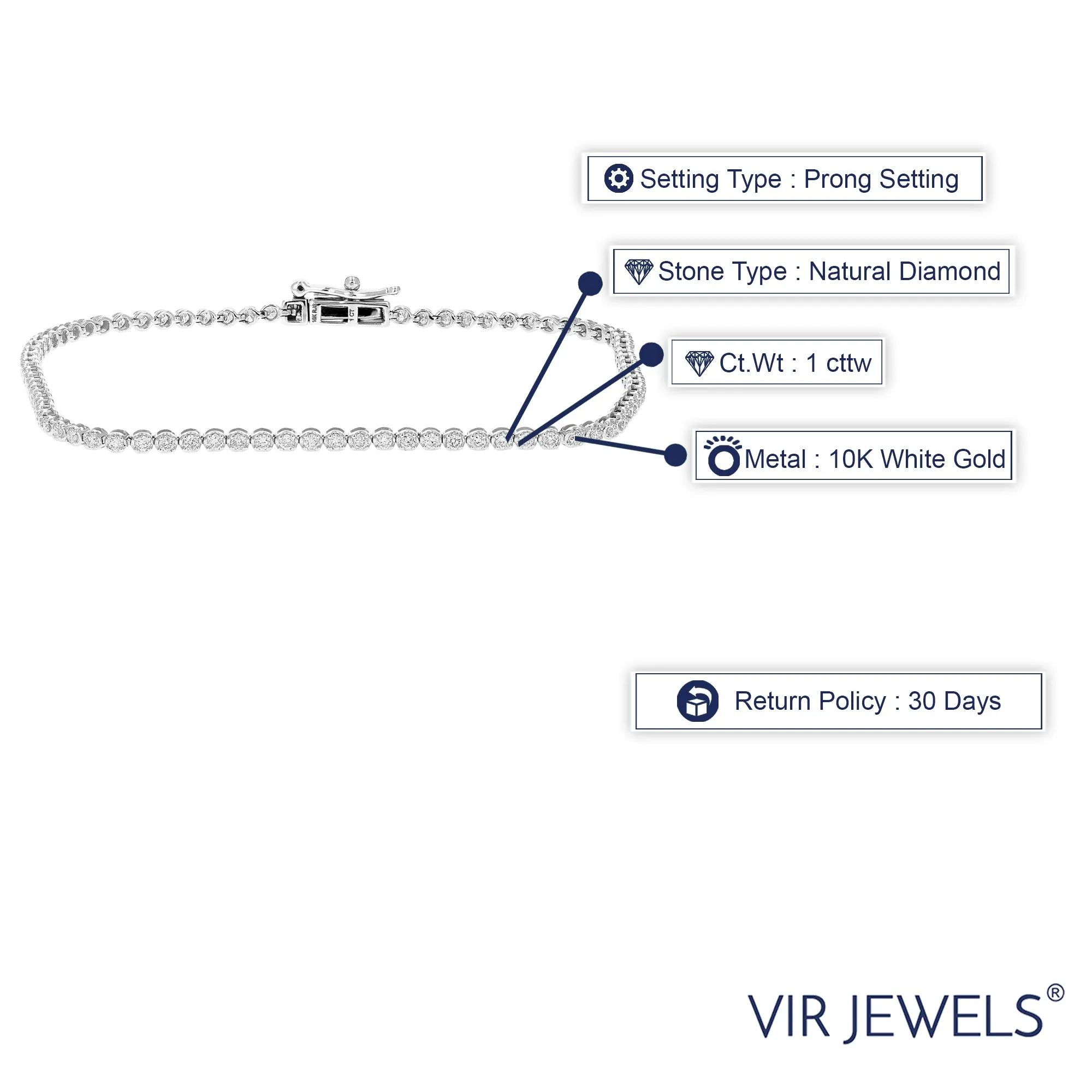 1 cttw Bubble Link Diamond Tennis Bracelets in 10K White Gold