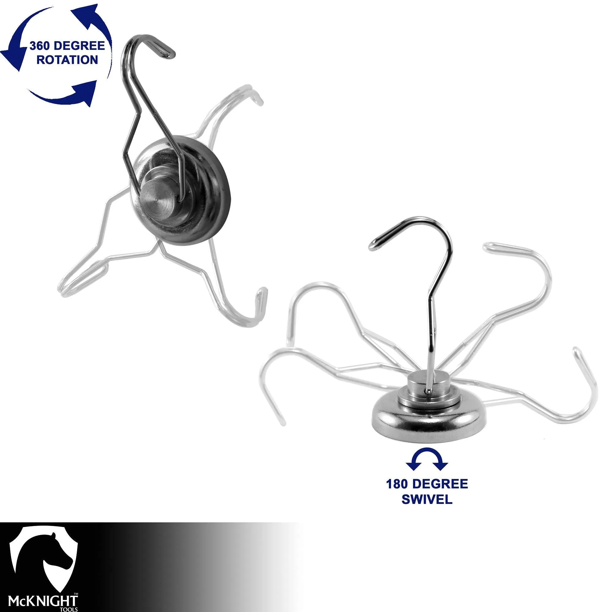 100 lbs Magnetic Hooks Heavy Duty Magnets - Key Holder Grill Apron Hanger Refrigerator Magnet Hangers Holders (2 Chrome Stainless Steel Hook Set)
