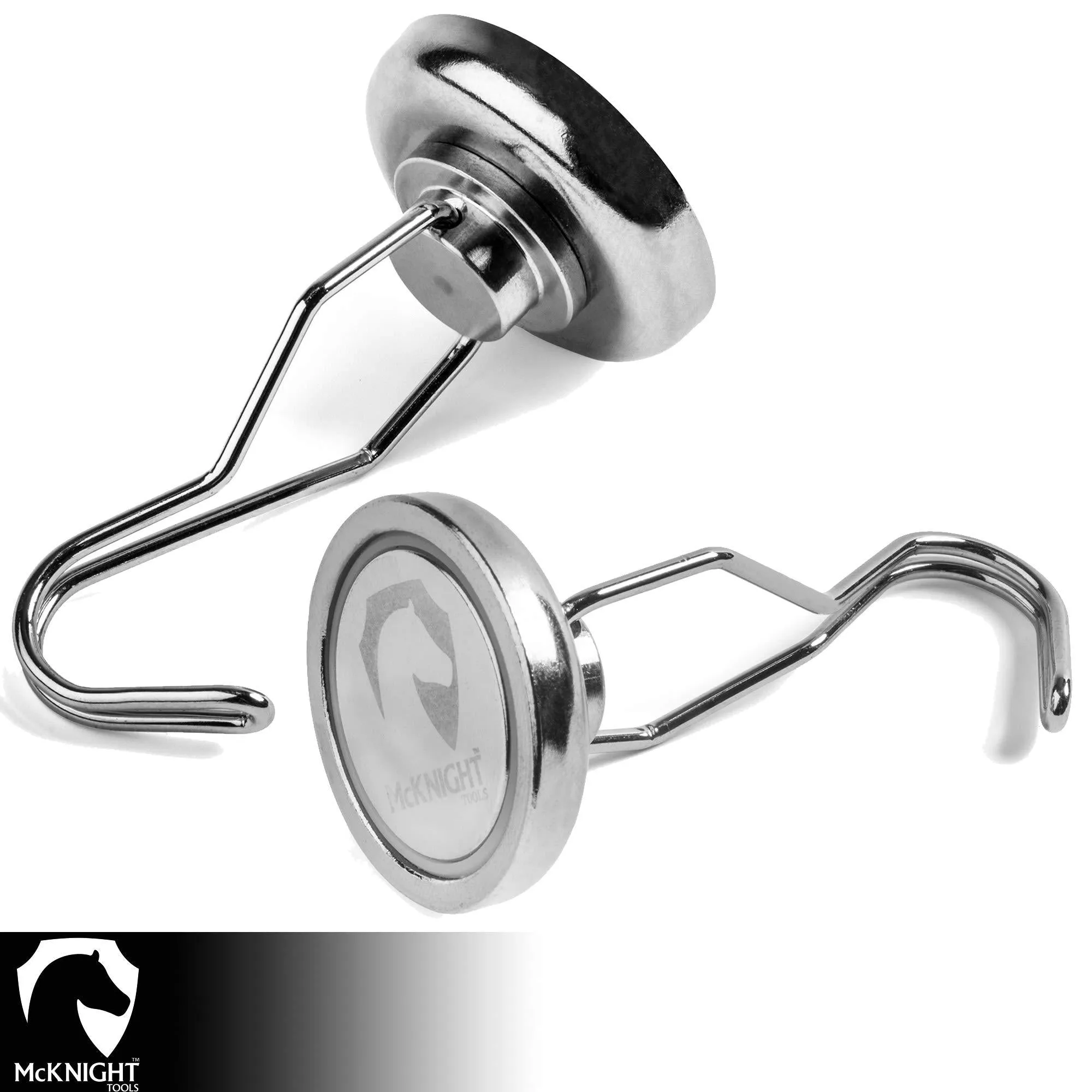 100 lbs Magnetic Hooks Heavy Duty Magnets - Key Holder Grill Apron Hanger Refrigerator Magnet Hangers Holders (2 Chrome Stainless Steel Hook Set)