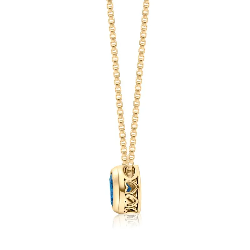 14K Gold Plated Blue Cz Pendant Necklace