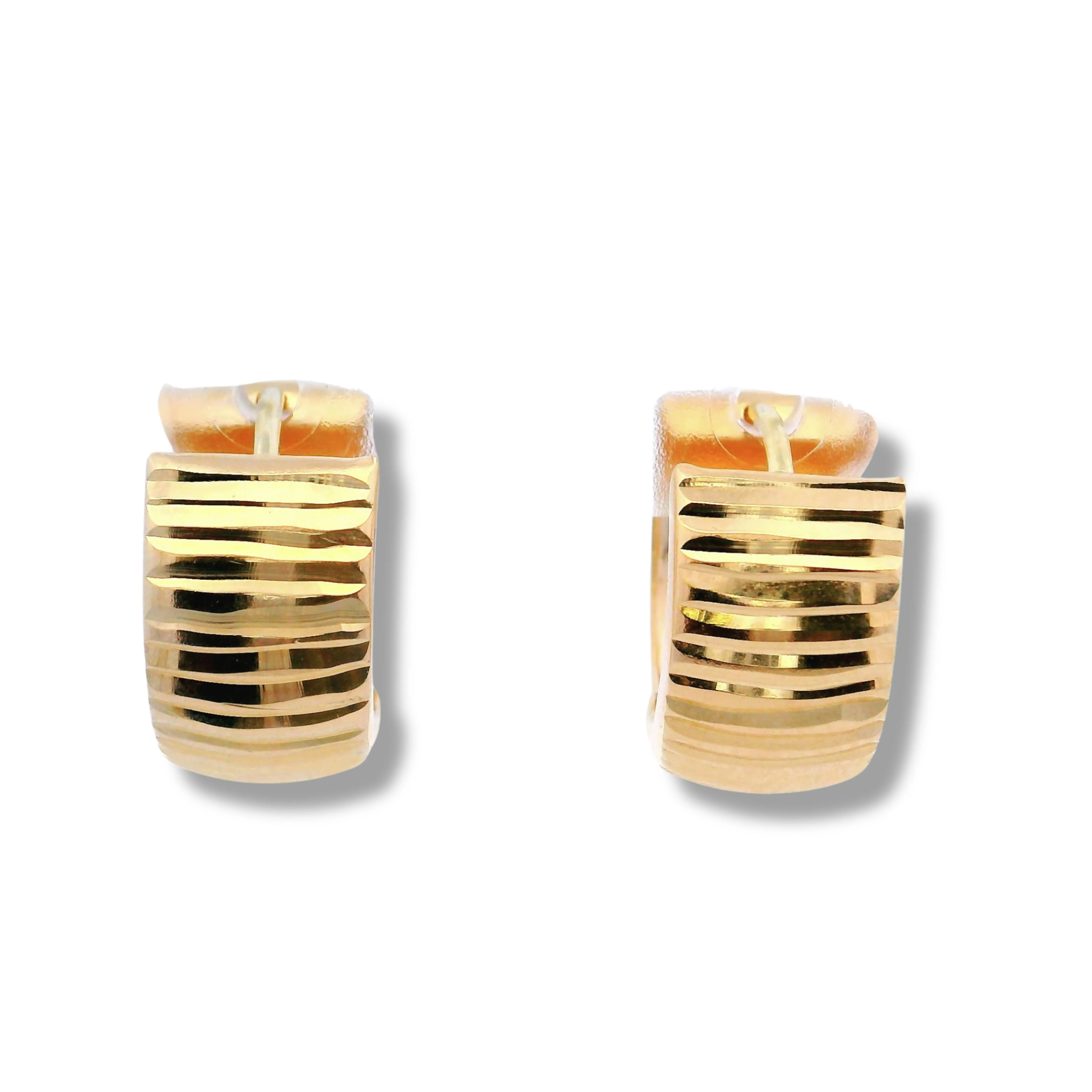 14K Yellow Gold Small Fat Hoop Earrings