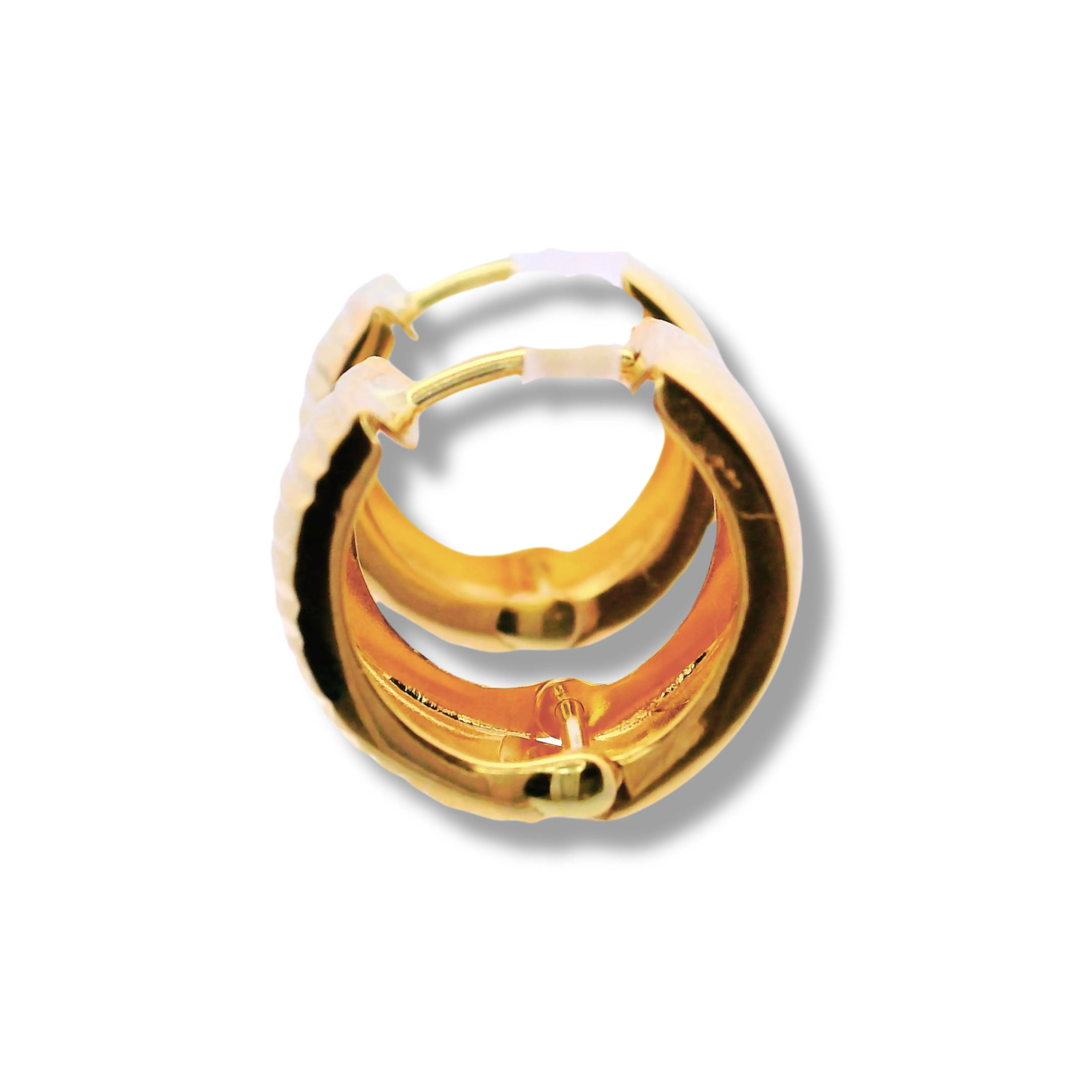 14K Yellow Gold Small Fat Hoop Earrings