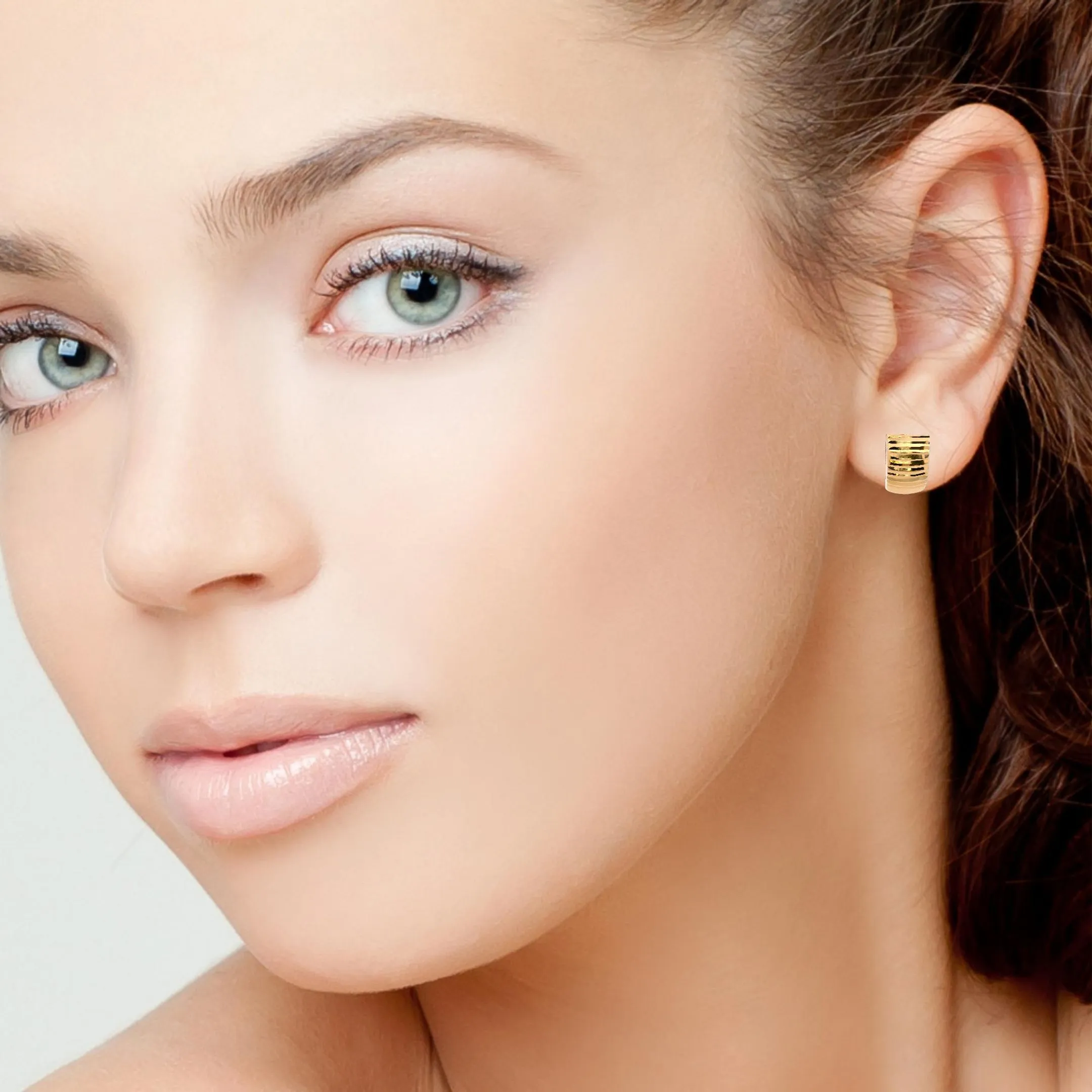 14K Yellow Gold Small Fat Hoop Earrings
