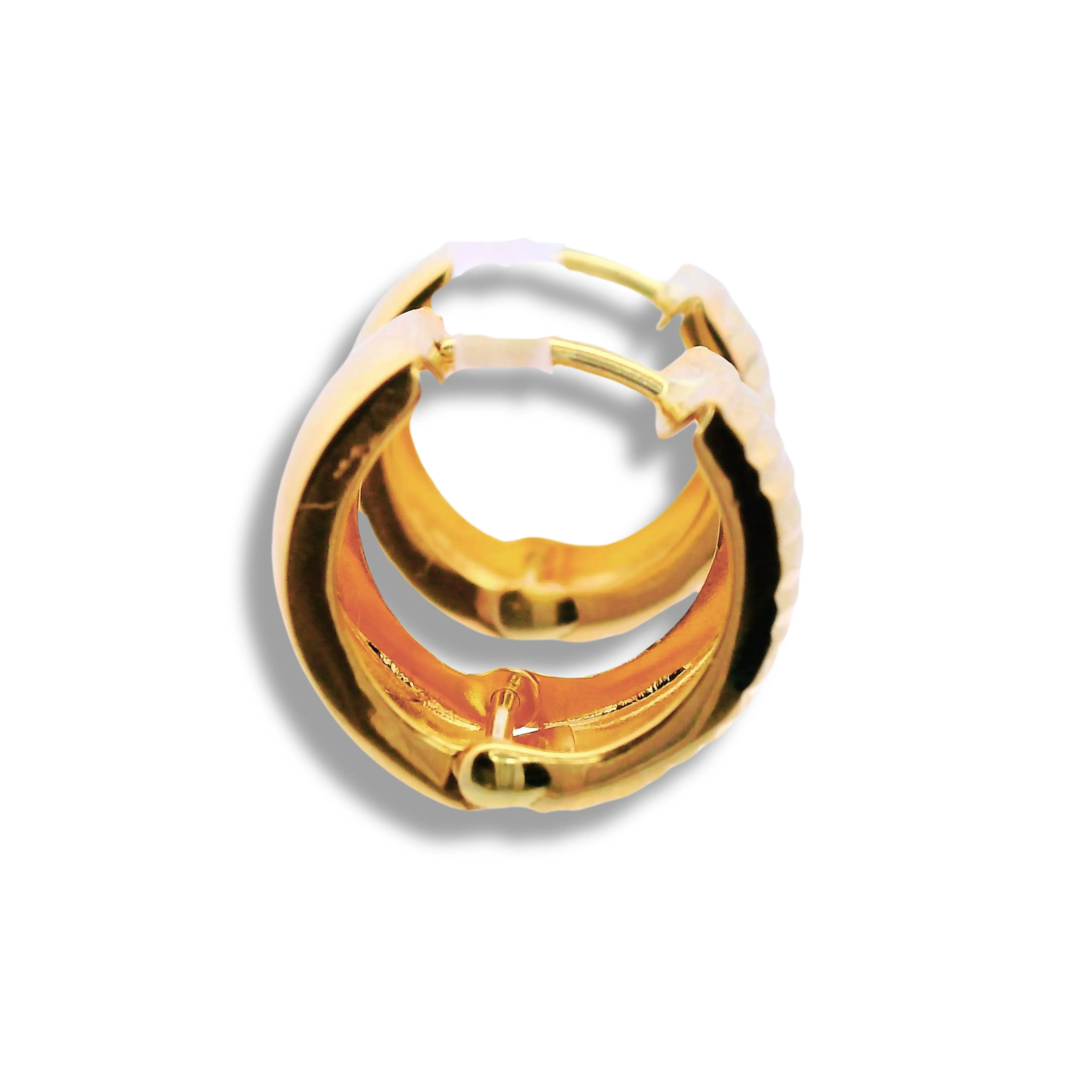 14K Yellow Gold Small Fat Hoop Earrings