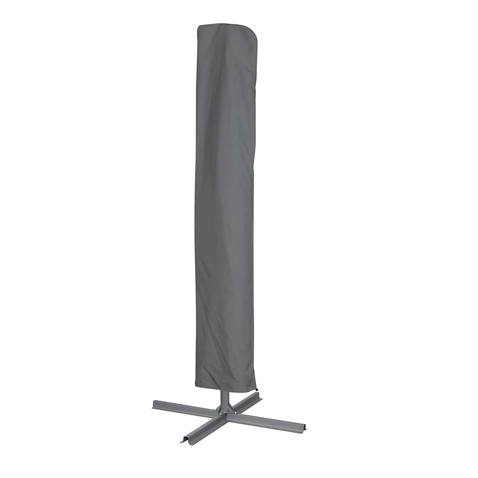 Ø3m Banana Parasol/Umbrella, Cover and Base Bundle, 8 Rib, Crank Handle, Grey Canopy - DG270