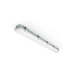 4lite Professional Indoor Or Outdoor Twin LED Fully Weatherproof Batten 4ft/1200mm Length IP65 40w 4425lm Polycarbonate Body Non Corrosive Cool White Perfect for Garage Or Loft Lighting