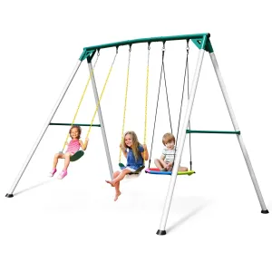 9.5' Heavy Duty Metal Swing Set White