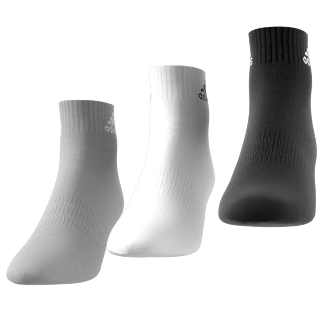 Adidas Thin and Light Ankle Socks 3 Pairs - Grey/Black/White