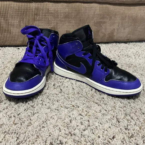 Air Jordan 1 Mid Purple &amp;  women  Size 8.5 Retro Basketball Shoes.