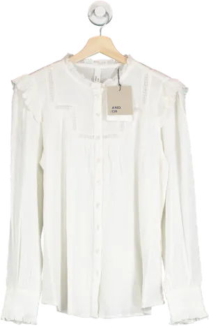AND/OR White Manon Lace Blouse UK 20