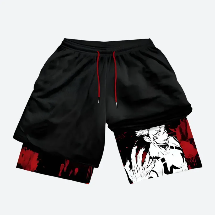 Anime Graphic Mesh Sports Shorts