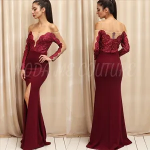 ANTOINETTE Elegant Statement Maxi Burgundy Dress