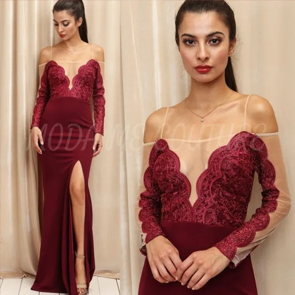 ANTOINETTE Elegant Statement Maxi Burgundy Dress