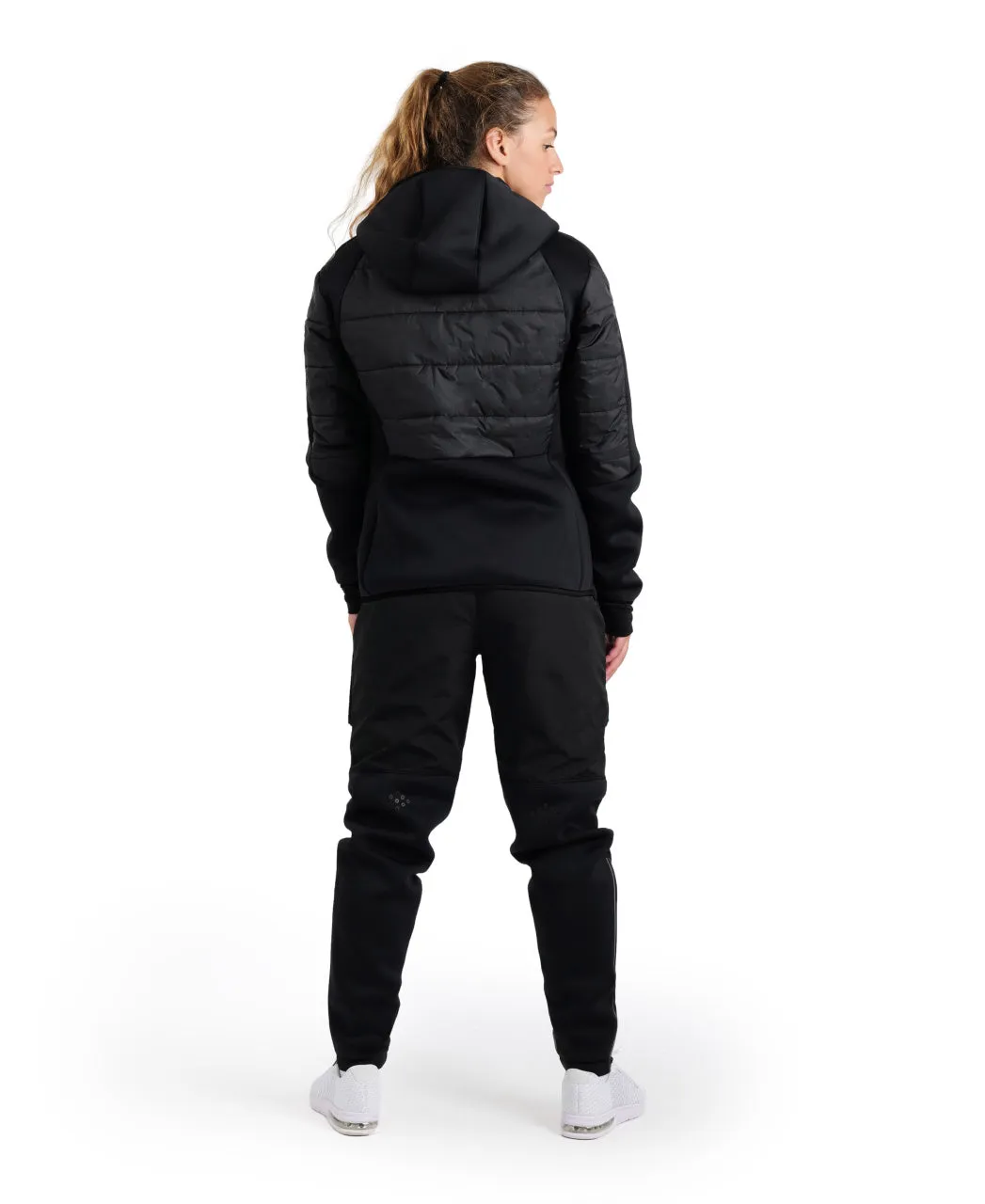 Arena Team Unisex Half-Quilted Hooded Jacket - Black