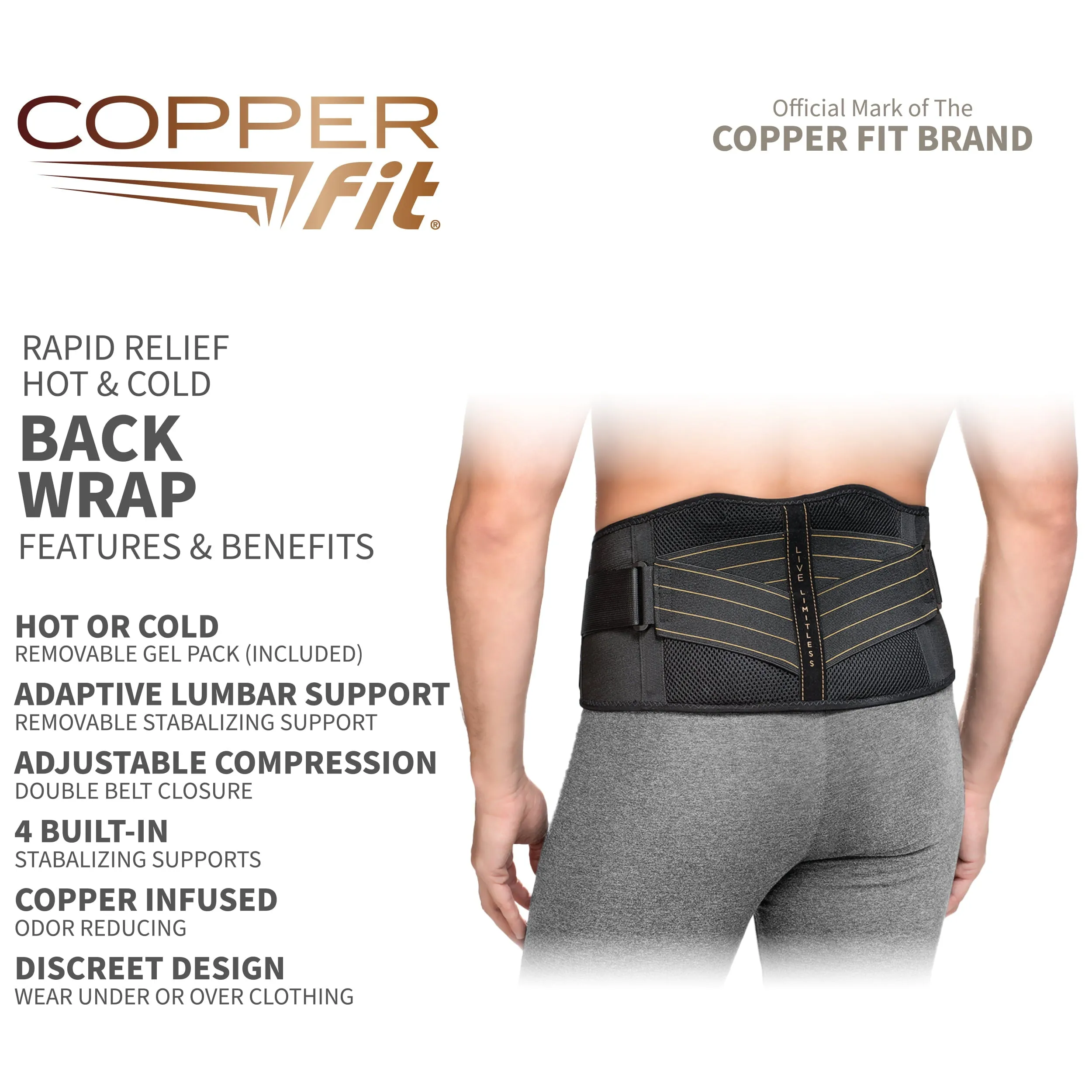 Back Support Brace with Hot/Cold Therapy, Adjustable