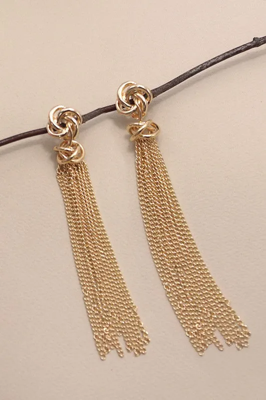 Beacon Knot Tassel Drop Earrings