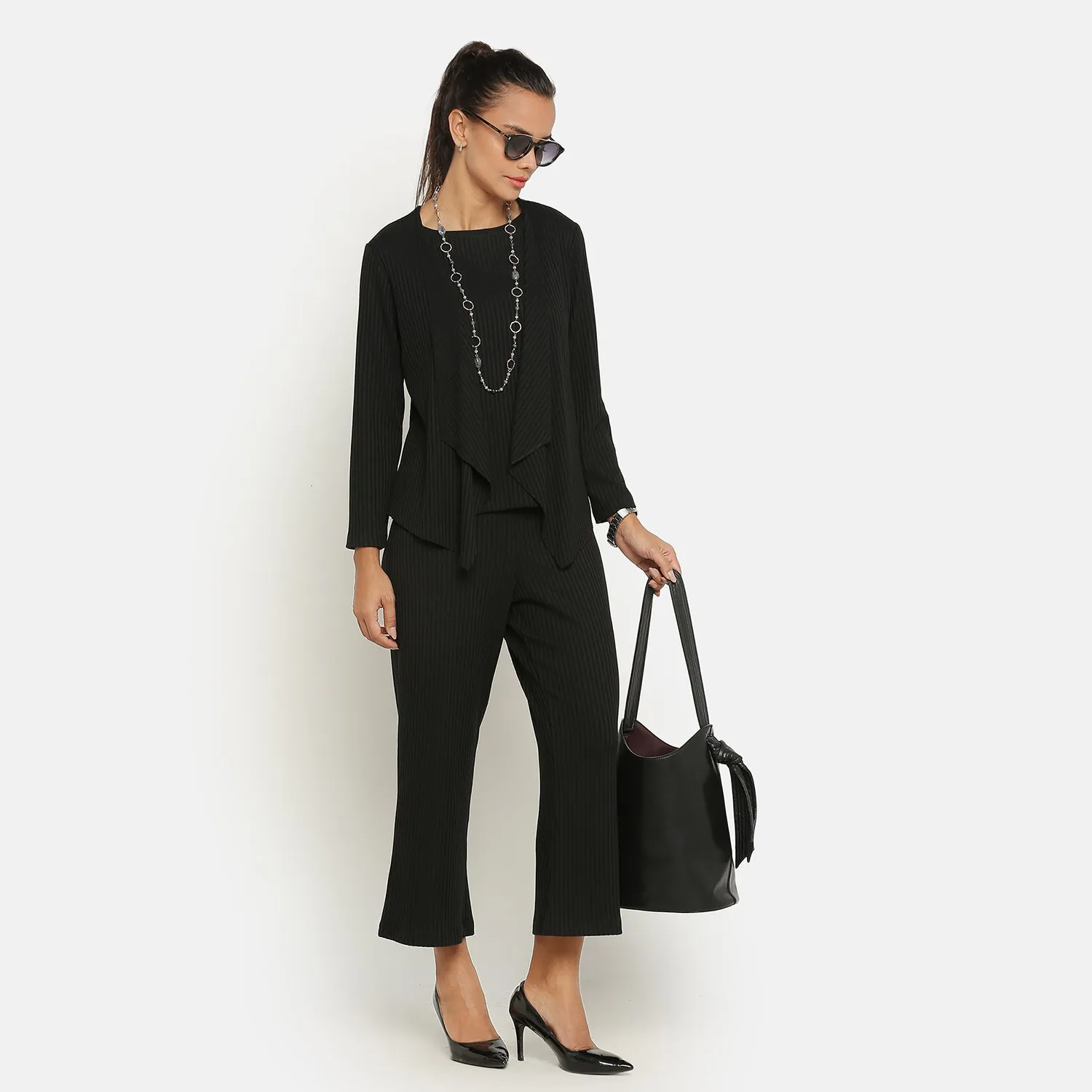 Black Ribbed Short Shrug
