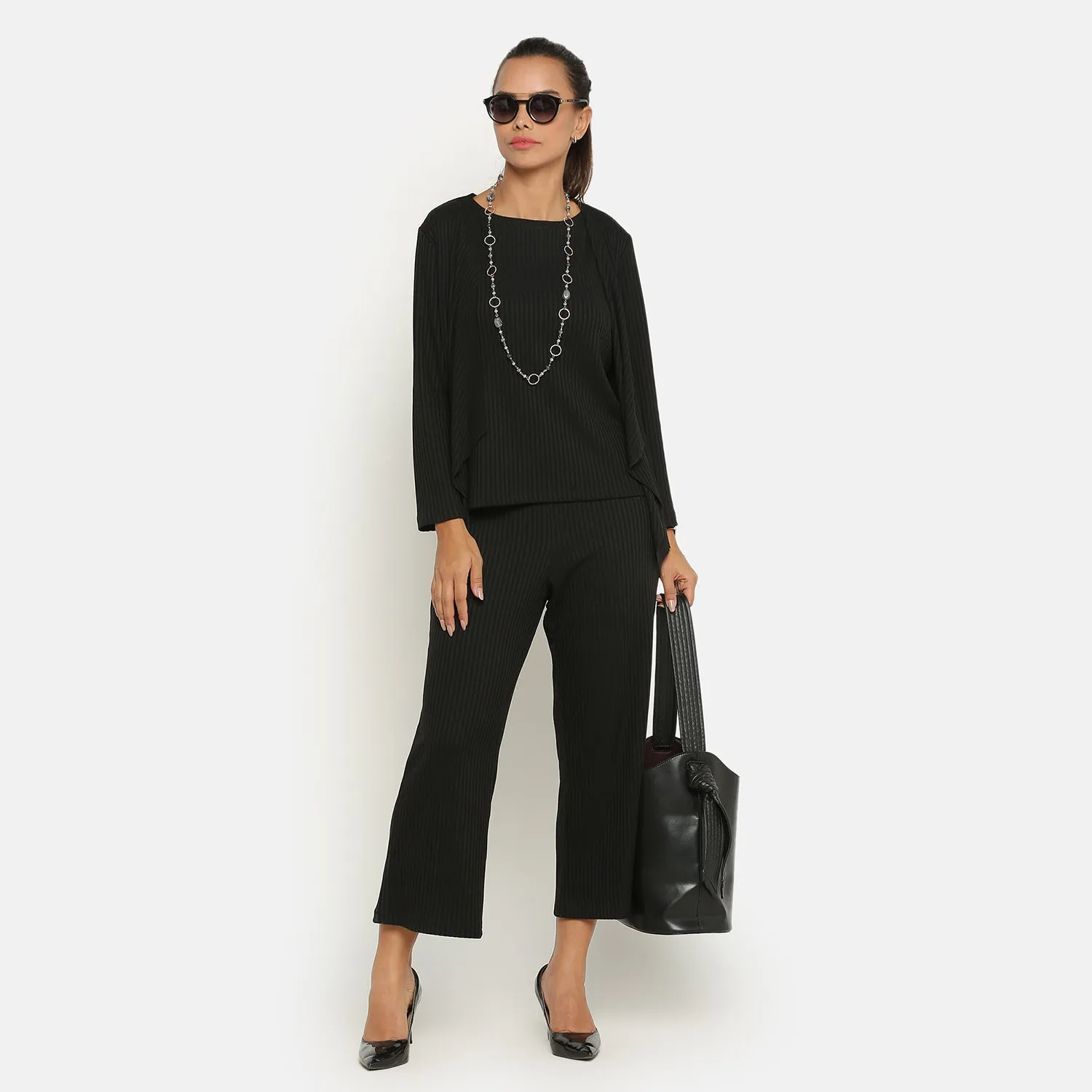 Black Ribbed Short Shrug