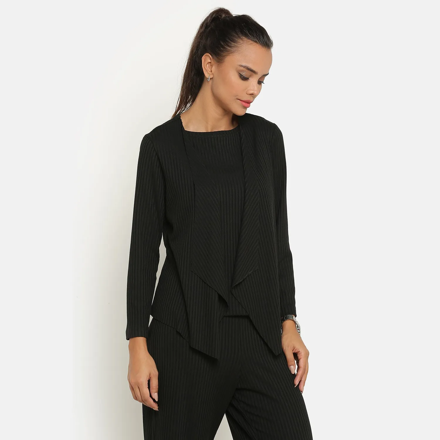 Black Ribbed Short Shrug
