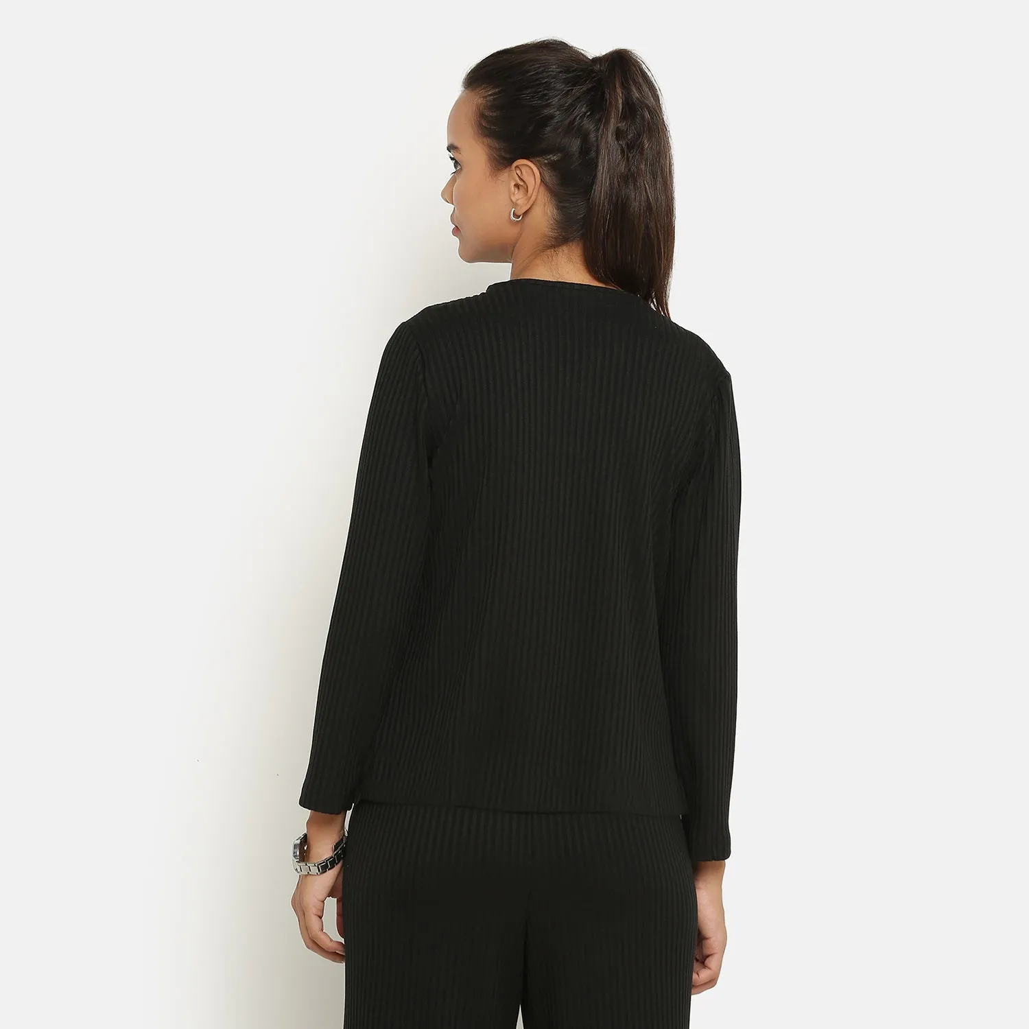 Black Ribbed Short Shrug