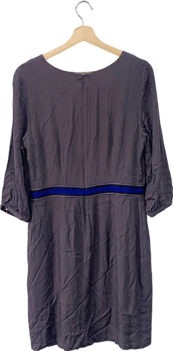 Boden Purple Embroidered Three-Quarter Sleeve Dress 10