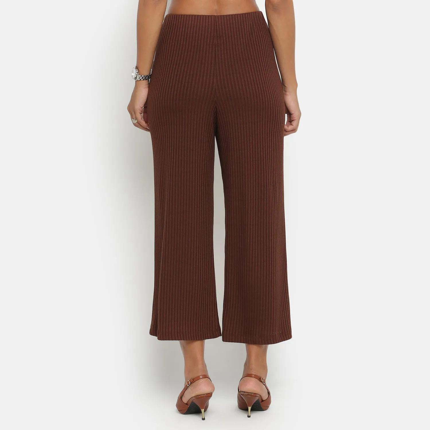 Brown Ribbed Plazzo