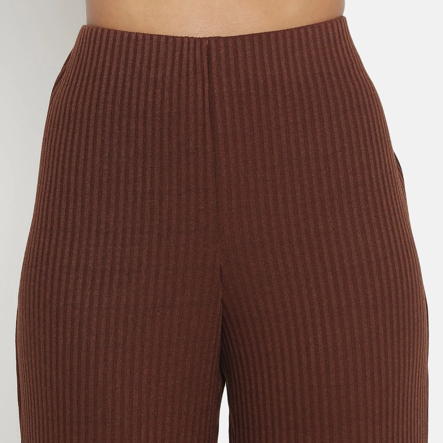 Brown Ribbed Plazzo