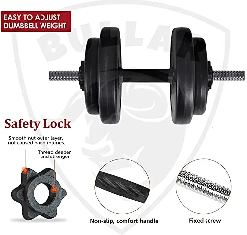 BULLAR Dumbbell Set, Adjustable Dumbbell, Home Gym & Fitness Kit, Gym Equipments Gym Set, 8Kg (Black)
