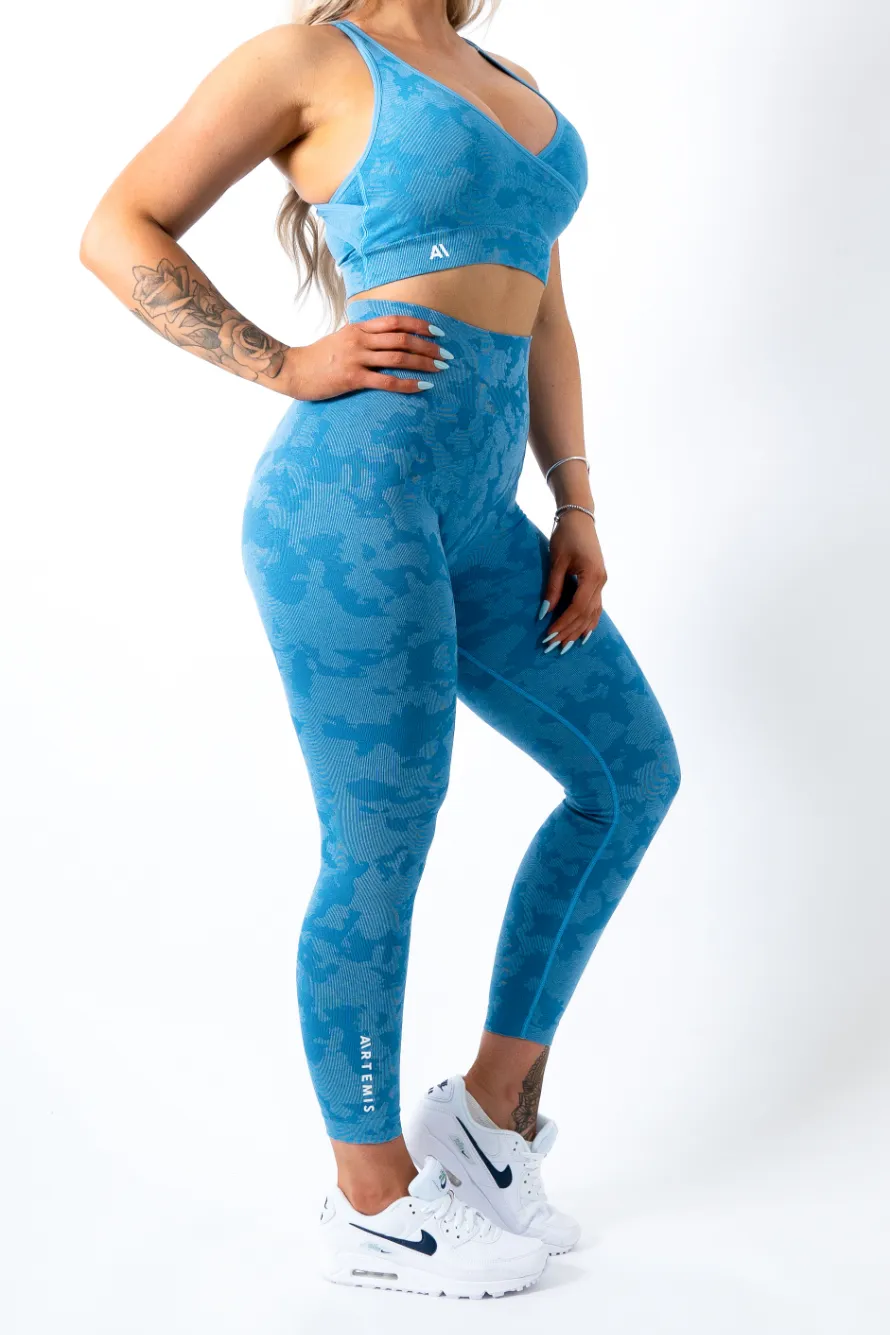 Cameron Camo Sports Bra Blue