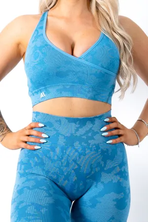 Cameron Camo Sports Bra Blue