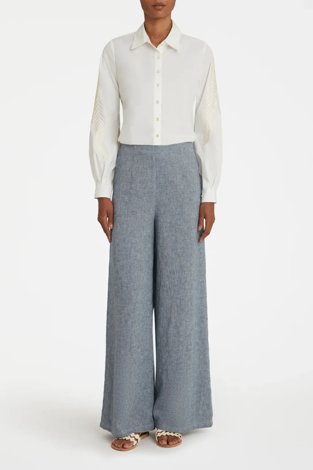 Carolina Shirt Palm Embroidery | White