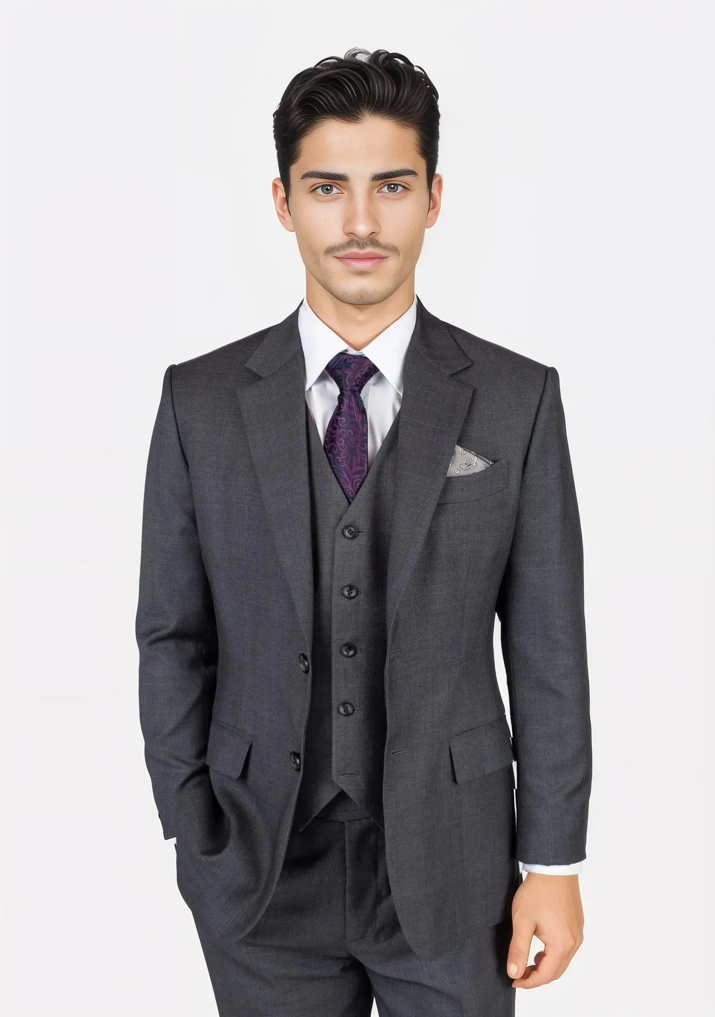 Charcoal Prince of Wales Vest