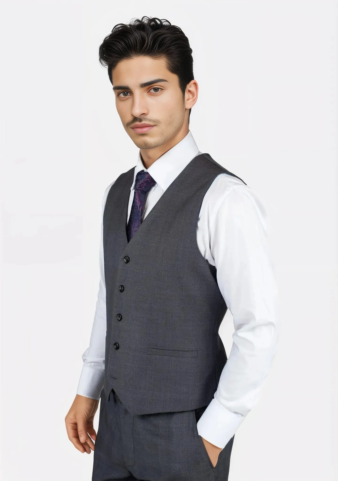Charcoal Prince of Wales Vest