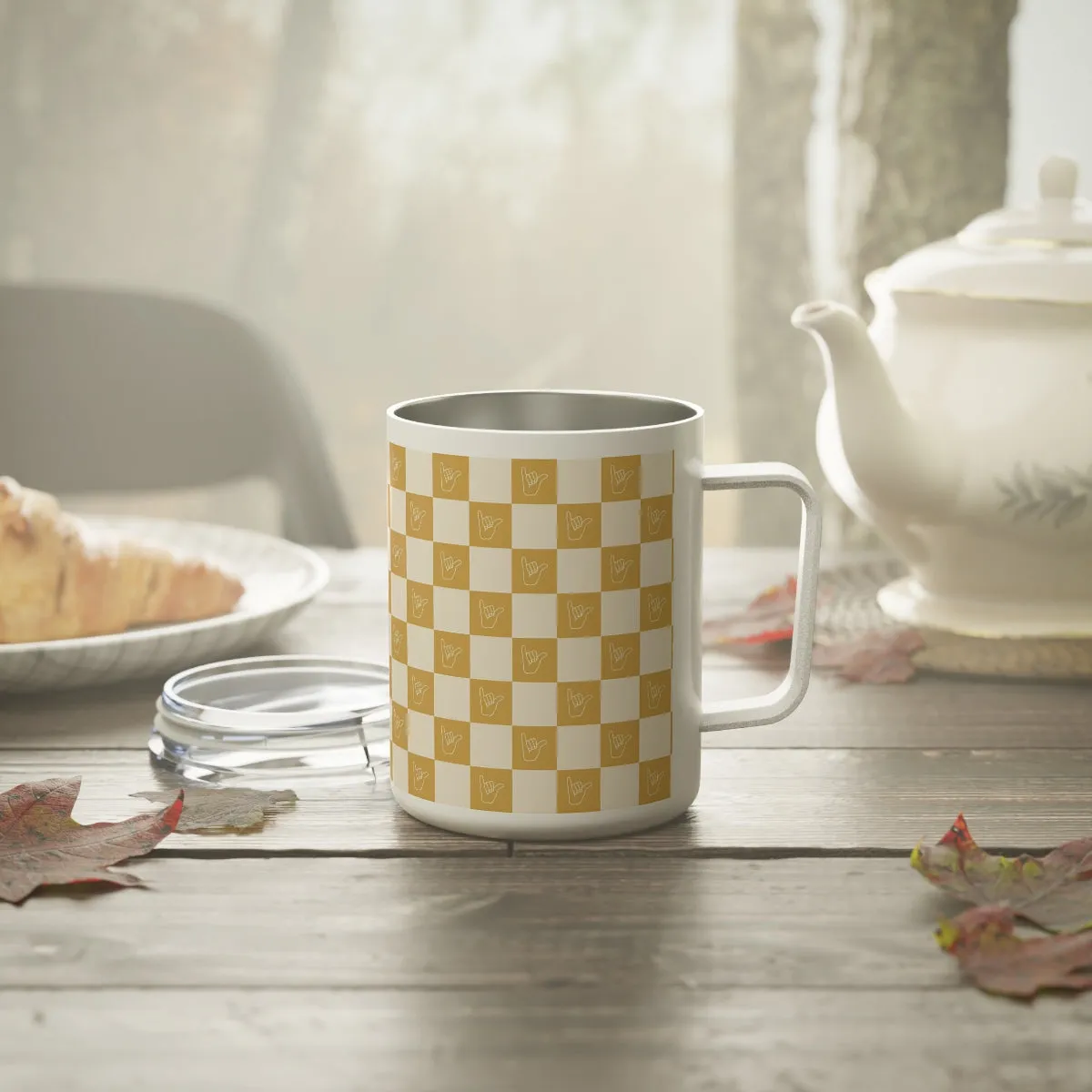 Checkerboard Insulated Coffee Mug, 10oz