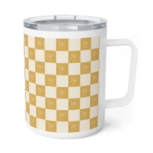 Checkerboard Insulated Coffee Mug, 10oz