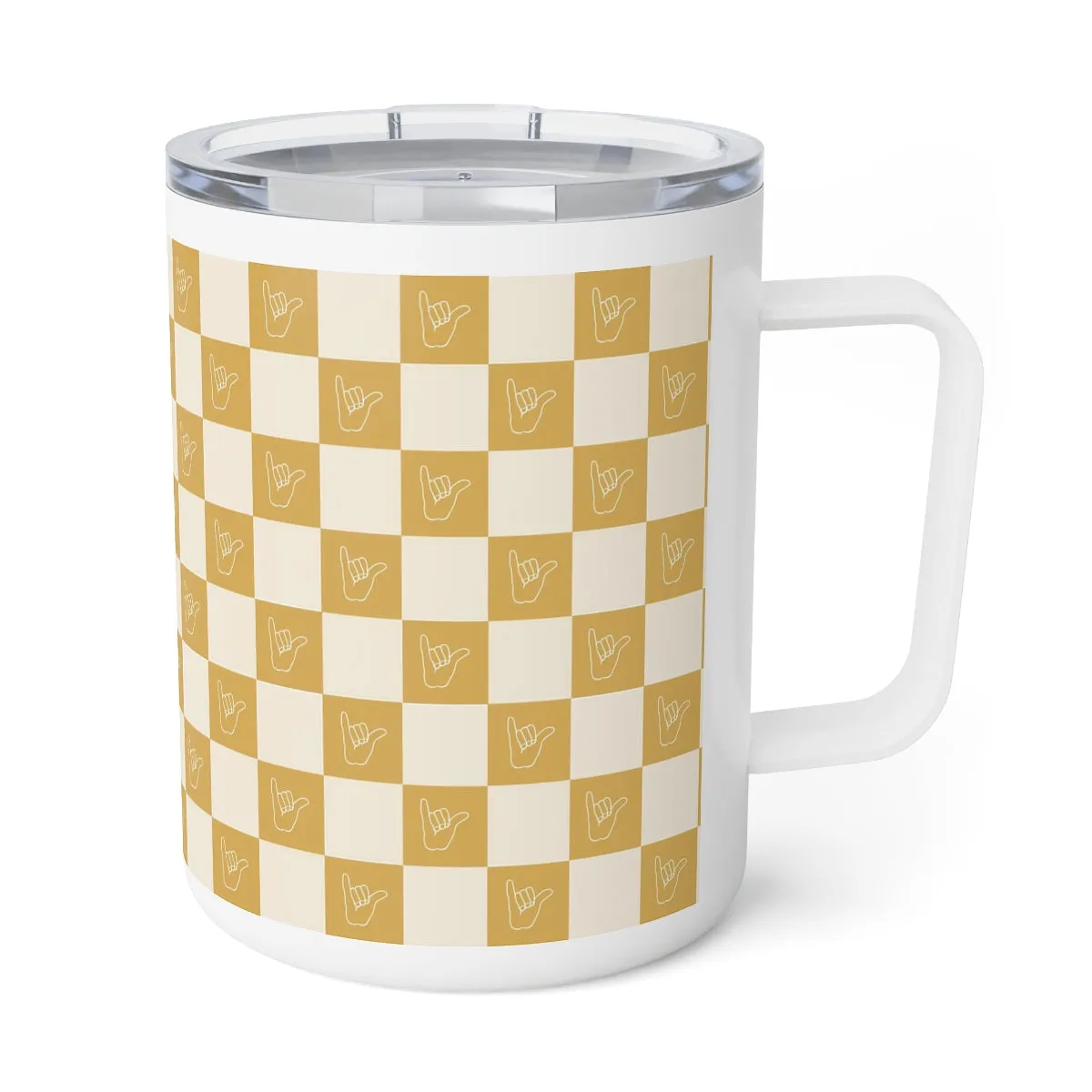Checkerboard Insulated Coffee Mug, 10oz