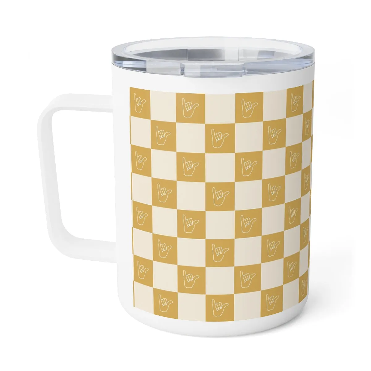 Checkerboard Insulated Coffee Mug, 10oz