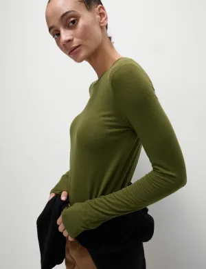 Crew Neck Walking Top with Merino Wool - Bright Sage
