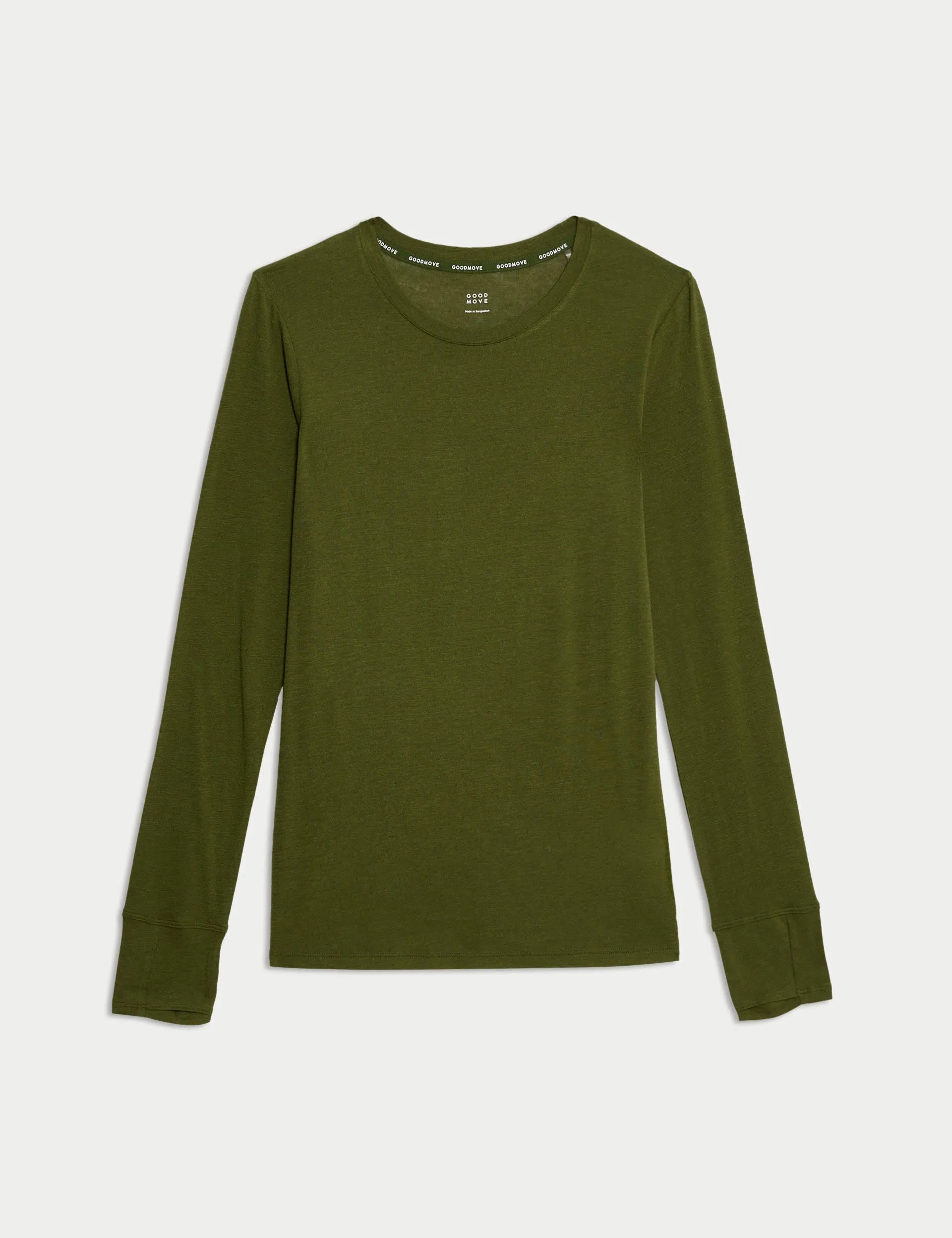 Crew Neck Walking Top with Merino Wool - Bright Sage