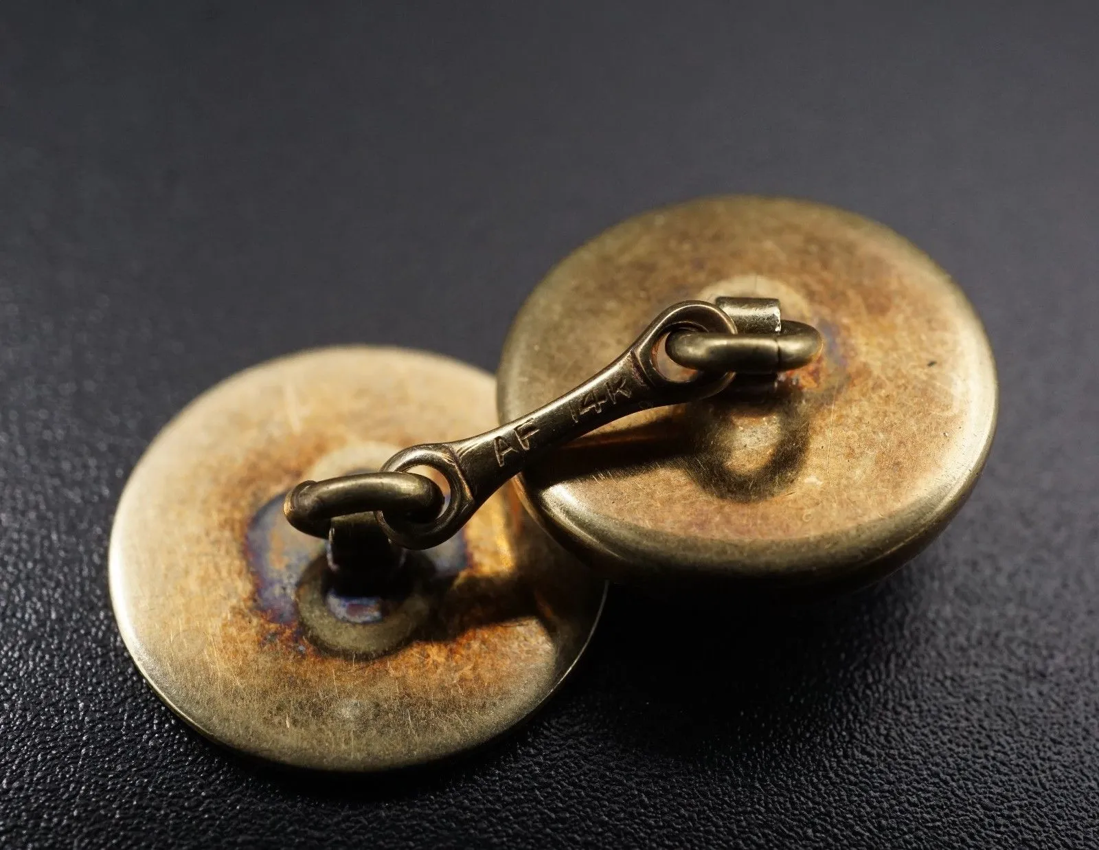 Cuff Links 14 kt Yellow Gold Reverse Intaglio Horse Head Profile c. 1930