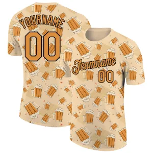 Custom Vegas Gold Bay Orange-Black 3D Pattern Design Beer Performance T-Shirt
