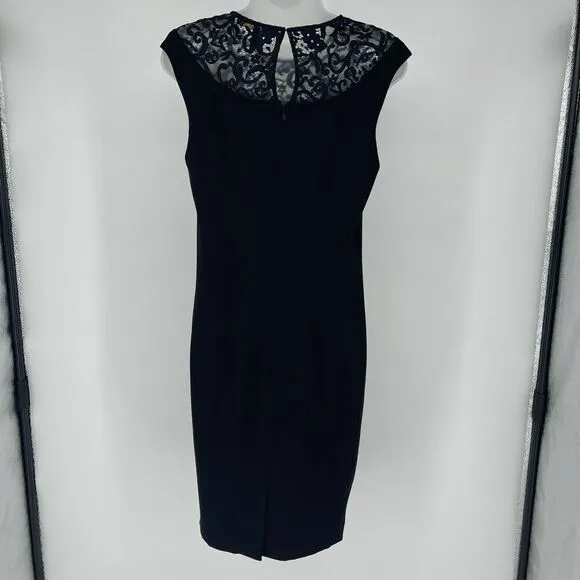 Cynthia Steffe Lace Yoke Sleeveless Dress Black Elegant Cocktail Party Style S 6