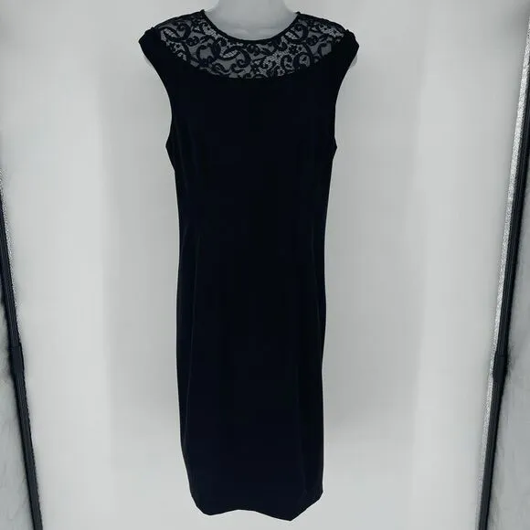Cynthia Steffe Lace Yoke Sleeveless Dress Black Elegant Cocktail Party Style S 6