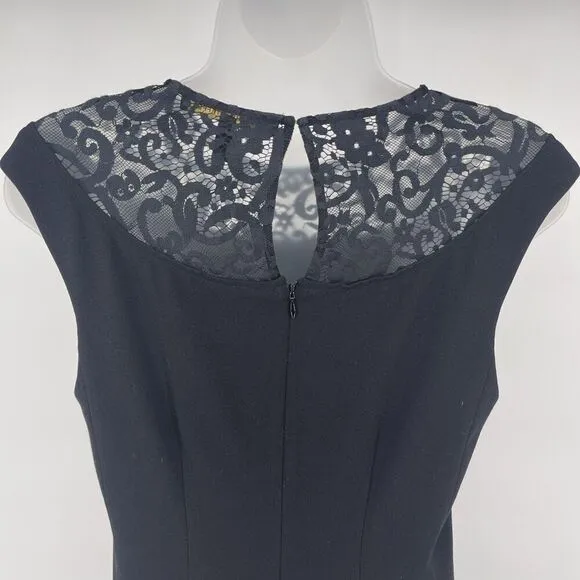 Cynthia Steffe Lace Yoke Sleeveless Dress Black Elegant Cocktail Party Style S 6