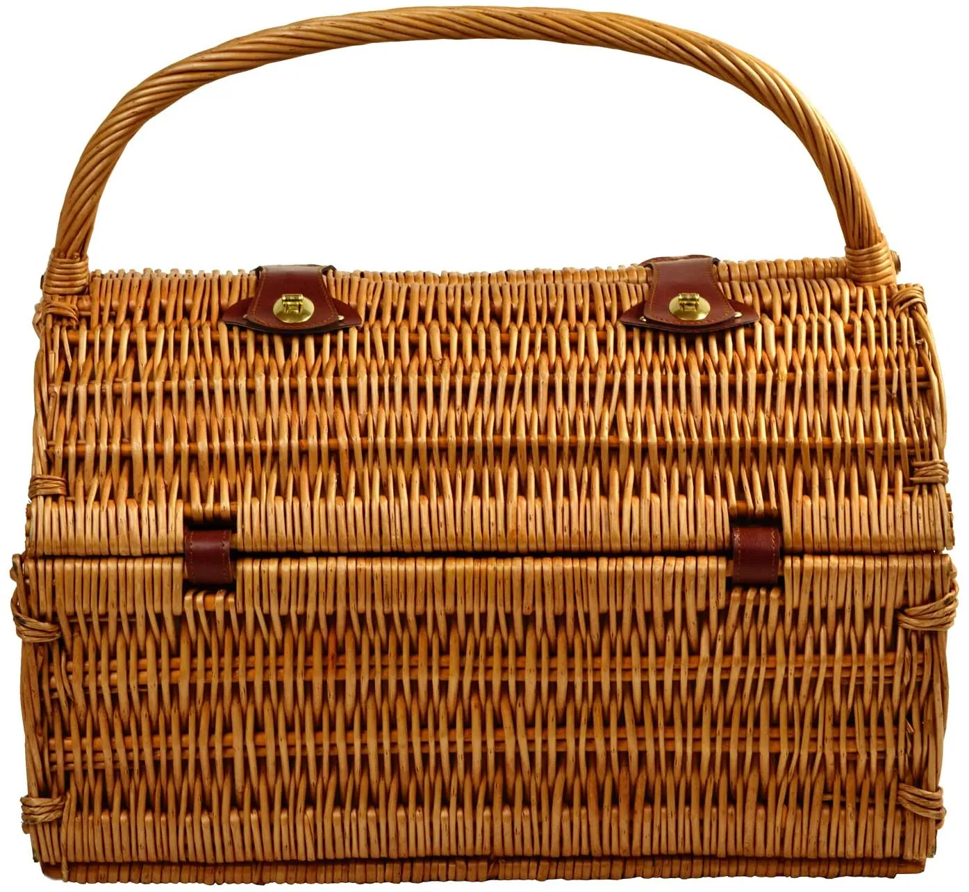 (D) York Picnic Basket for 4 with Blanket and Coffee Set for Outdoor (Green)