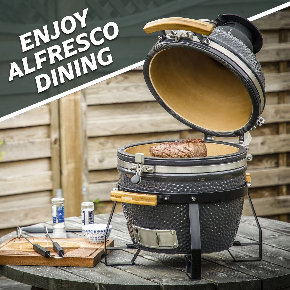 Dellonda Deluxe 16"(40cm) Ceramic Kamado Style BBQ Grill/Oven/Smoker