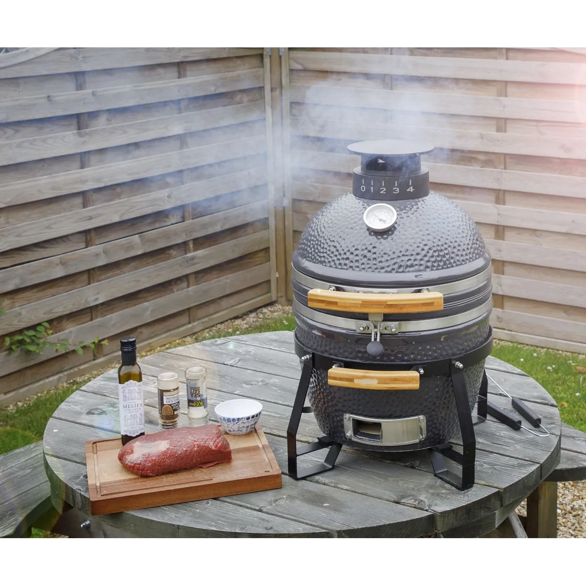 Dellonda Deluxe 16"(40cm) Ceramic Kamado Style BBQ Grill/Oven/Smoker