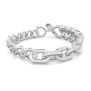 Dextera Bracelet, Pavé, White, Rhodium Plated