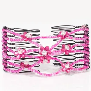 Double Comb with Fuchsia Beads and Flower Touch