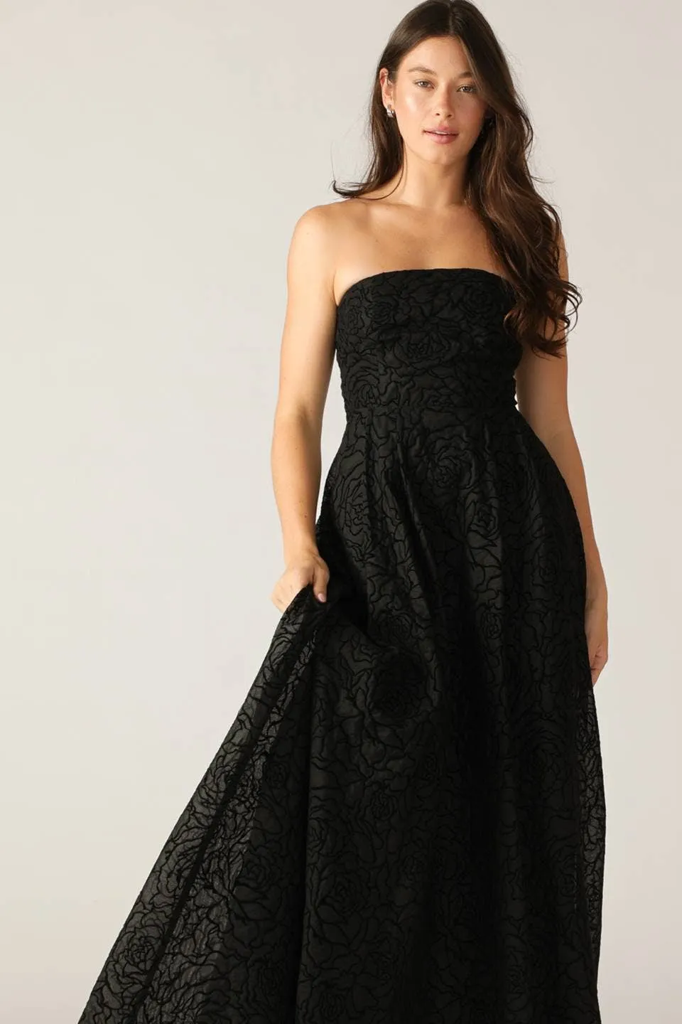 Elegant Floral Textured Midi Dress